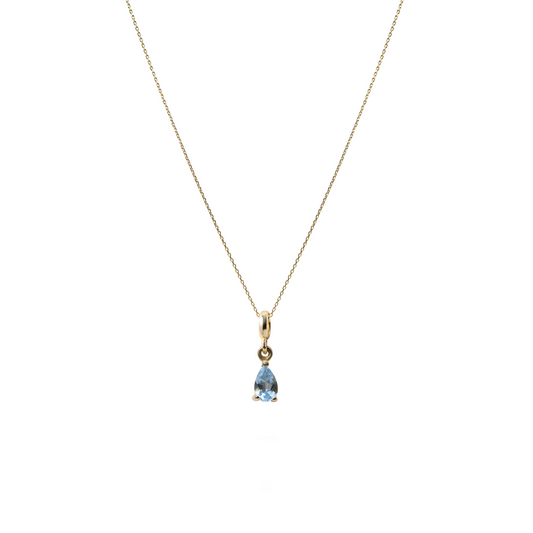 Aquamarine Kolye – 14 Ayar Altın Charm Kolye – Mart Doğum Taşı