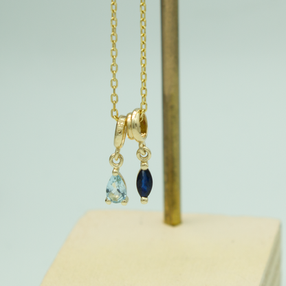 Aquamarine Charm – Mart Doğum Taşı – 14 Ayar Altın