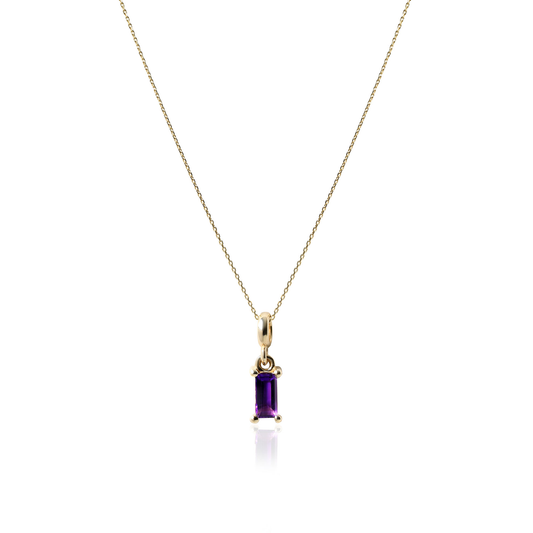 Ametist Kolye – 14 Ayar Altın Charm Kolye – Şubat Doğum Taşı