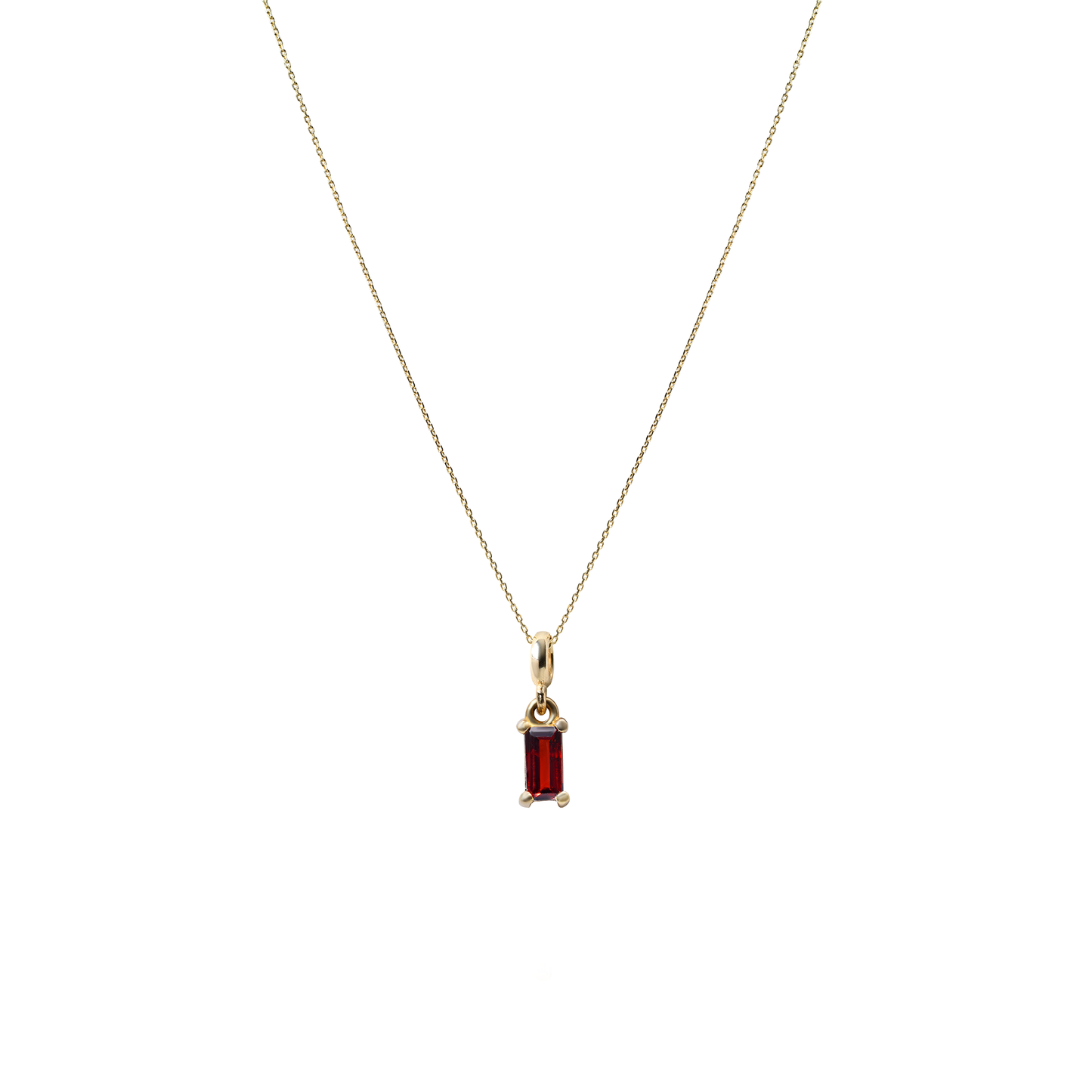 Garnet Kolye – 14 Ayar Altın Charm Kolye – Ocak Doğum Taşı