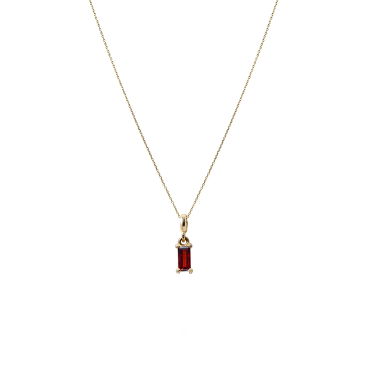 Garnet Kolye – 14 Ayar Altın Charm Kolye – Ocak Doğum Taşı