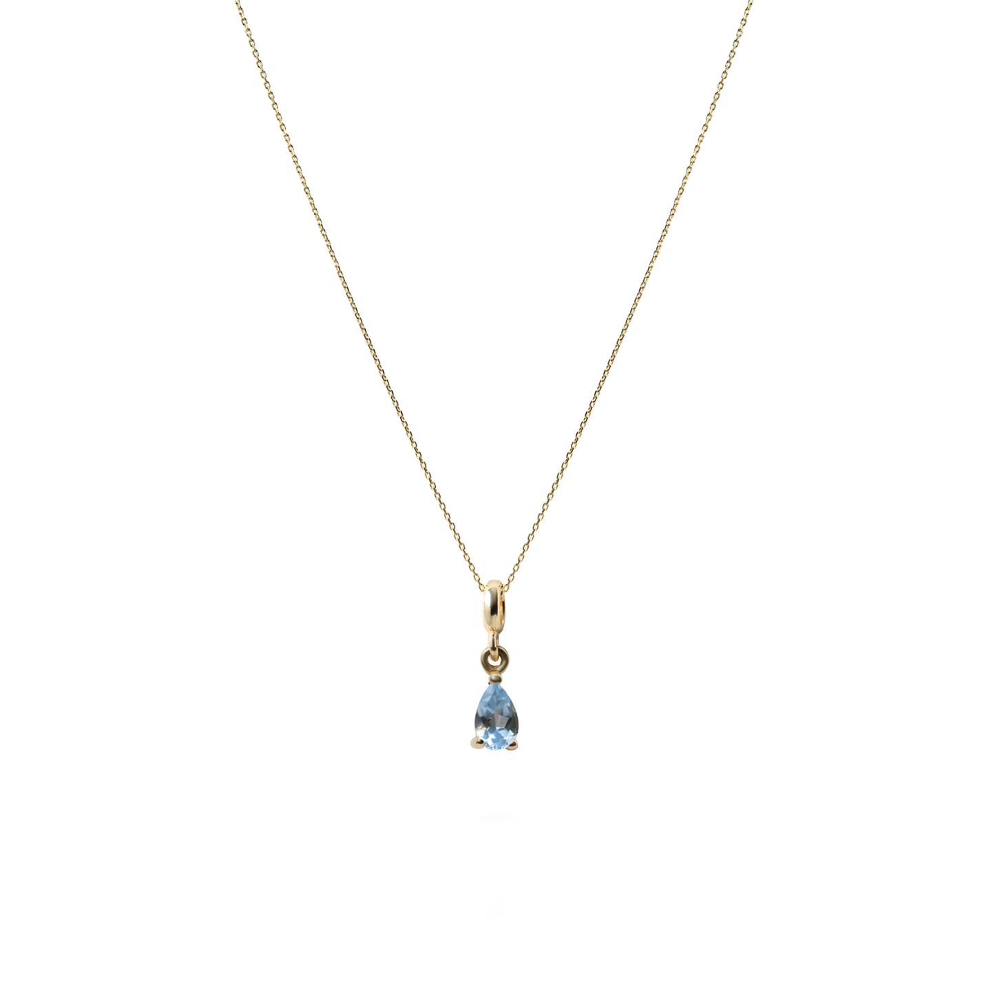 Aquamarine Kolye – 14 Ayar Altın Charm Kolye – Mart Doğum Taşı