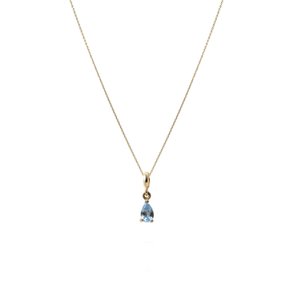 Aquamarine Kolye – 14 Ayar Altın Charm Kolye – Mart Doğum Taşı
