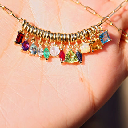 Opal Kolye – 14 Ayar Altın Charm Kolye – Ekim Doğum Taşı