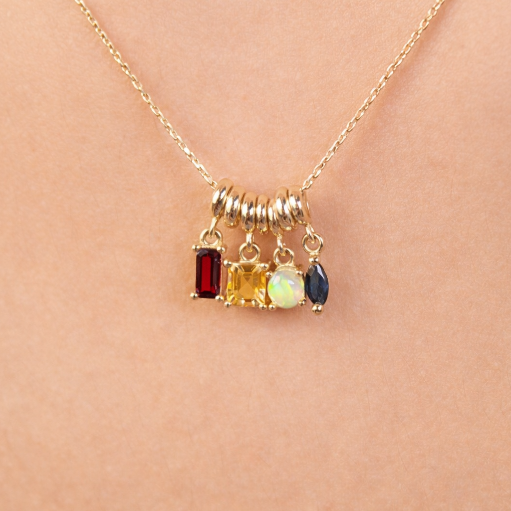 Opal Cabochon Charm – Ekim Doğum Taşı – 14 Ayar Altın