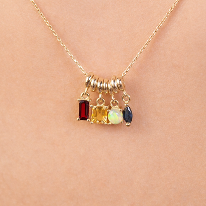 Opal Cabochon Charm – Ekim Doğum Taşı – 14 Ayar Altın