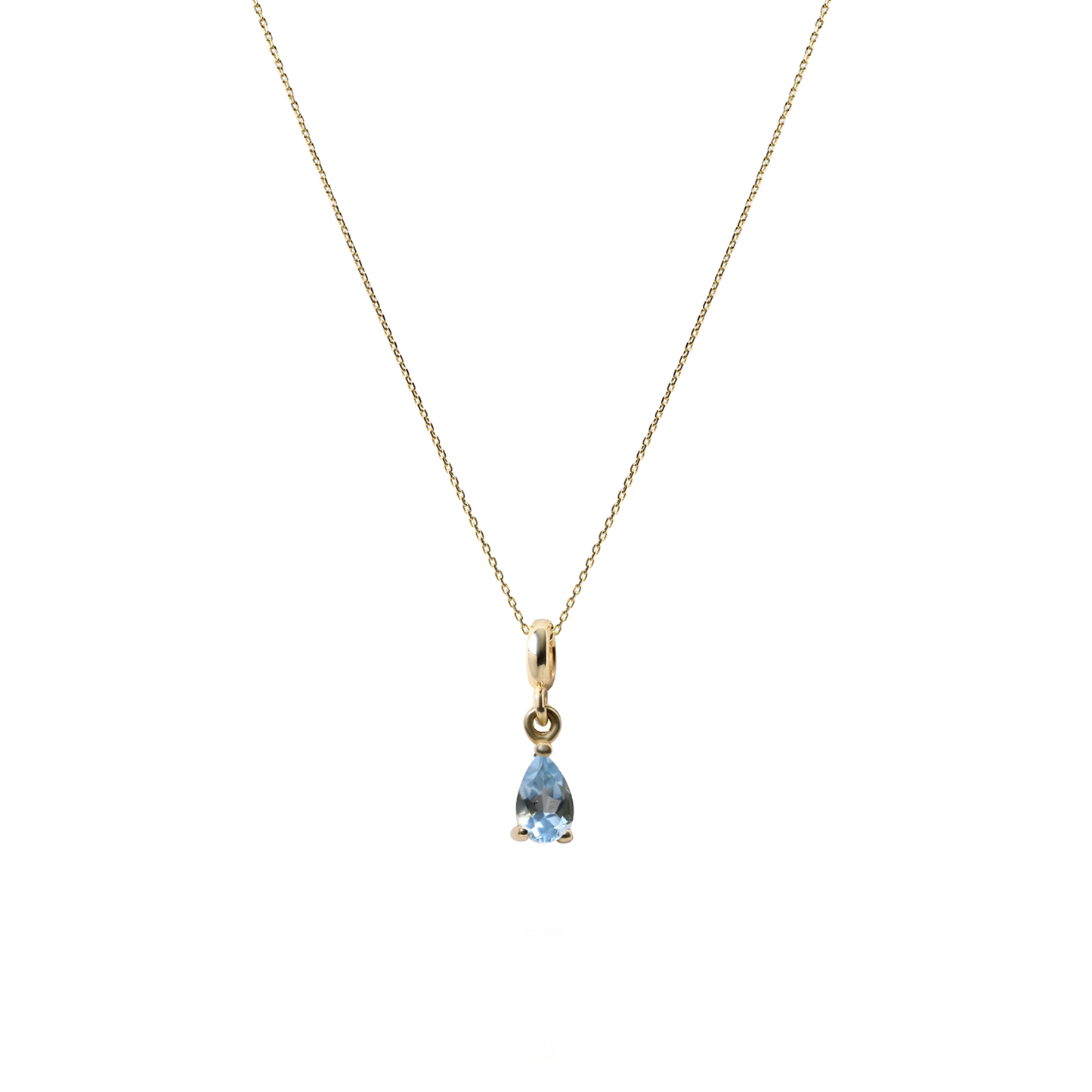 Aquamarine Kolye – 14 Ayar Altın Charm Kolye – Mart Doğum Taşı