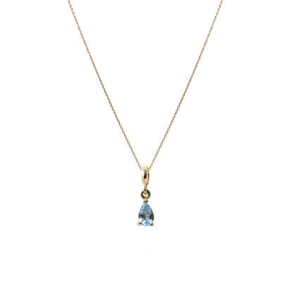 Aquamarine Kolye – 14 Ayar Altın Charm Kolye – Mart Doğum Taşı
