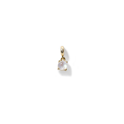 Ay Taşı Cabochon Charm – Haziran Doğum Taşı – 14 Ayar Altın
